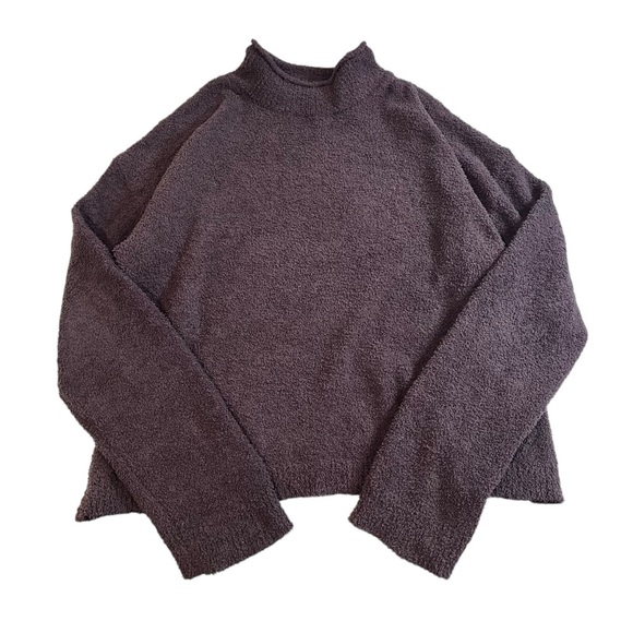 altar’d state chocolate brown teddy bear mock neck fuzzy sweater fall grunge y2k - Picture 1 of 8